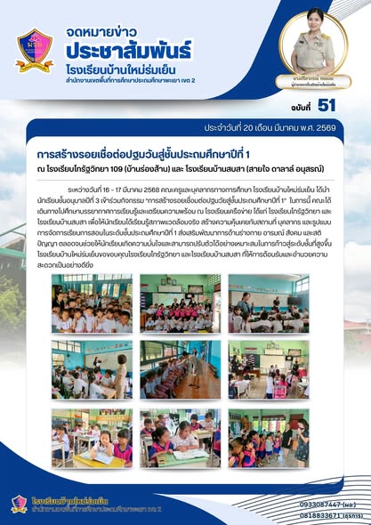 ระหว่างวันที่ 16 – 17 มีนาคม 2568 คณะครูและบุคลากรทางการศึกษา โรงเรียนบ้านใหม่ร่มเย็น ได้นำนักเรียนชั้นอนุบาลปีที่ 3 เข้าร่วมกิจกรรม “การสร้างรอยเชื่อมต่อปฐมวัยสู่ชั้นประถมศึกษาปีที่ 1” ในการนี้ คณะได้เดินทางไปศึกษาบรรยากาศการเรียนรู้และเตรียมความพร้อม ณ โรงเรียนเครือข่าย ได้แก่ โรงเรียนไทรัฐวิทยา และโรงเรียนบ้านสบสา